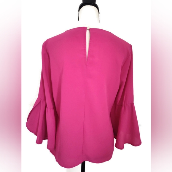 Lily White Gorgeous! Pink Tulip Sleeve Women's Top Size Large - Picture 2 of 5